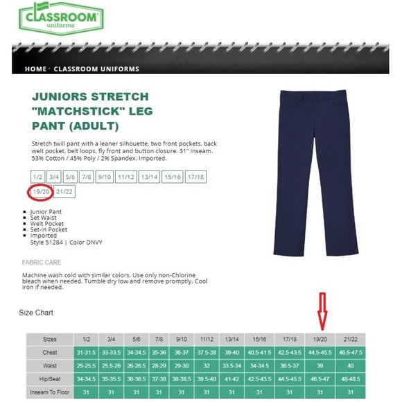 Juniors Stretch Twill Pants Blue - Picture 1 of 5